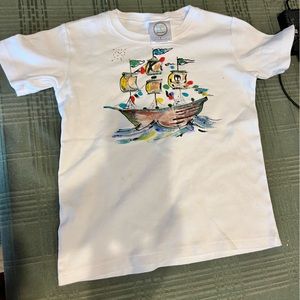 Blanks boutique girls 8 pirate ship white shirt sleeve t shirt